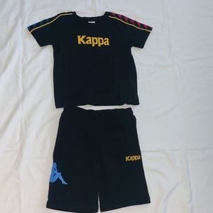 Kappa 100% cotton boys black matching set  blue red yellow emblems pockets 6 yr